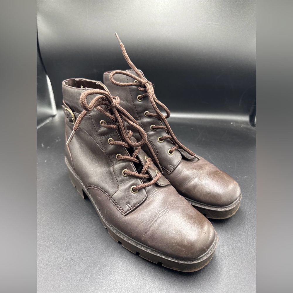 Danexx Women’s 8M Brown Leather Ankle Fashion Boots Bootie Shoes VTG 1990s